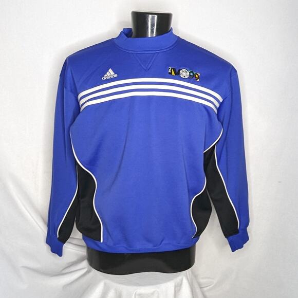 Adidas Soccer Pullover Sweater Men's Large Blue Black Athletic Top Pre-Owned - Picture 1 of 5